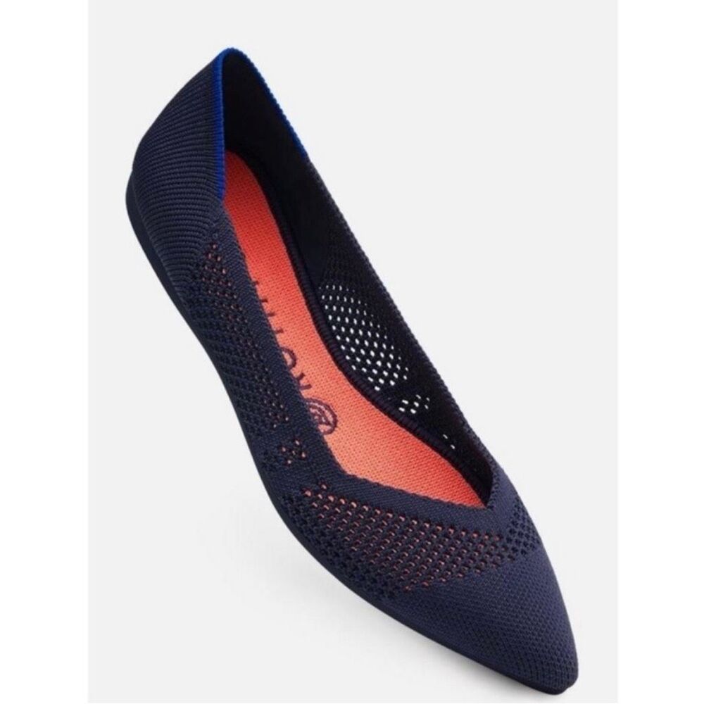Rothy’s The Point lattice stitch maritime rare Navy Blue Flats 8.5 Shoes old mon